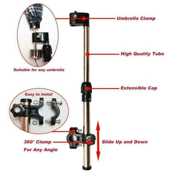 Adjustable Umbrella Holder for wheelchairs, scooters, walkers and ro disAbility equip online