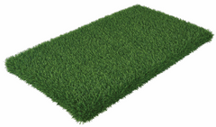 Angle view of Grass Padding with tactile faux grass surface and padded construction for sensory-friendly seating environments