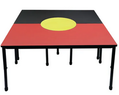 Aboriginal Peoples Flag Table with the three colours black, yellow, and terracotta