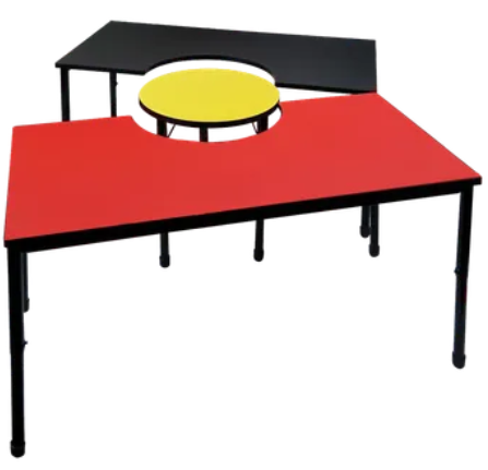 Aboriginal Peoples Flag Table split up into three pieces in shapes of the three colours black, yellow, and terracotta
