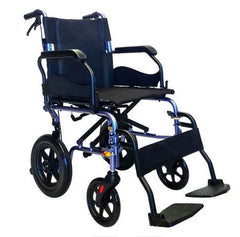 Aluminium Transporter wheelchair with smoky lavender frame and black fittings