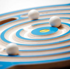 Circular Balance trackboard close up with balls on track