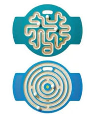 Birdseye view of both the maze and circular balance trackboards