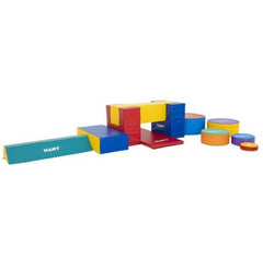 This is an image of a colourful balance kit made of foam and covered in vinyl.