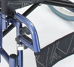 This is an image of the Oversized Bariatric Manual Wheelchair self -propelled - 250kg Weight. It is an image of the blue frame  and the leg rest.