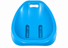 Front view of a blue rocking floor chair