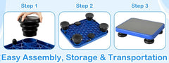 Bouncing Board Mini Trampoline showing easy assembly, storage and transportation features for home, school and therapy use