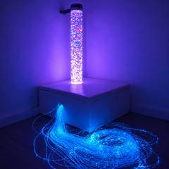 bubble tube in podium with fibre optic lights 