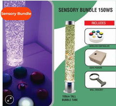 Sensory Bundle 150WS -Bubble Tube 150cm tall with Interactive Wireless Switchbox and Sofa Podium- Lighting