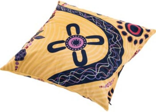 This is an image of a cushion. Indigenous . Billyara. Bush Tucker.