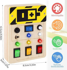 This is an image of a Fidget Switch Box with Led Lights and sound.