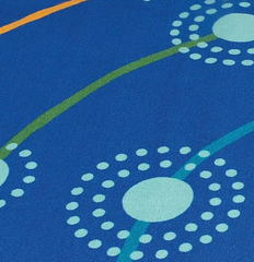 Close up of Campfire Placement rug seating spots pattern 