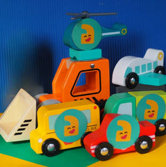 This is an image of the Talkiplay Wooden Vehicle Communication Set