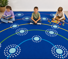 Campfire Placement Rug 4x3m | Classroom Seating Rug with twenty five 'Campfire' Spots
