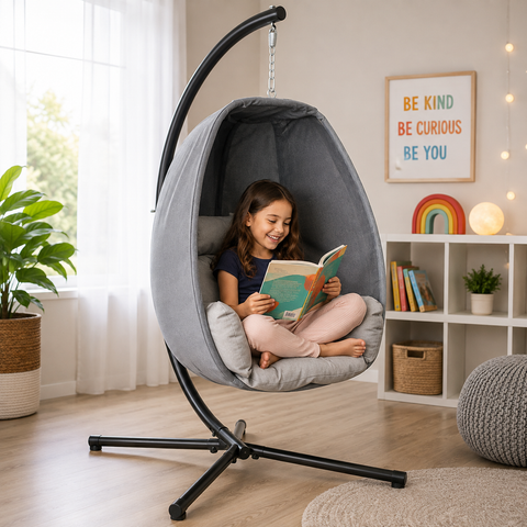 Foldable Hanging Egg Pod Chair - Kids Hanging Pod Hammock - Autism