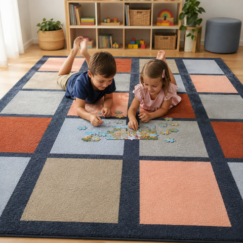 Colours of Australia Square Rug 4x3m | Earth Tone Classroom Rug | Natural Learning Space