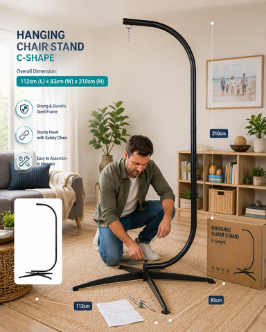 C Shape Hanging Chair Stand for Hanging Chairs, Pods & Nests