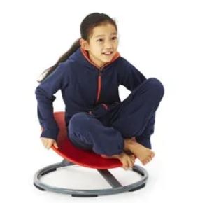 Girl sitting upright on red 56cm Balance Disc