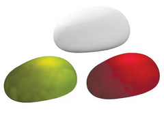 Colour Changing LED Pebbles in white, green, and red