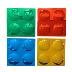 Set of 4 coloured bubble mirrors in green red blue and yellow