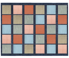 Overhead view of the Colours of Australia square classroom rug with earthy tones and structured pattern