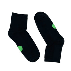 Pair of Dot On A Sock quarter crew socks with greendot