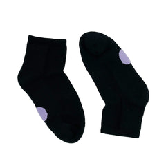 Pair of Dot On A Sock quarter crew socks with purple dot