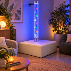bubble tube in a podium in a calming room setting