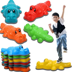 Crocodile Balance Stones Set in colours blue, red, orange, green, yellow, and aqua