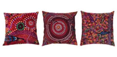 Set of 3 Billyara Leaves Over Country cushions in a row