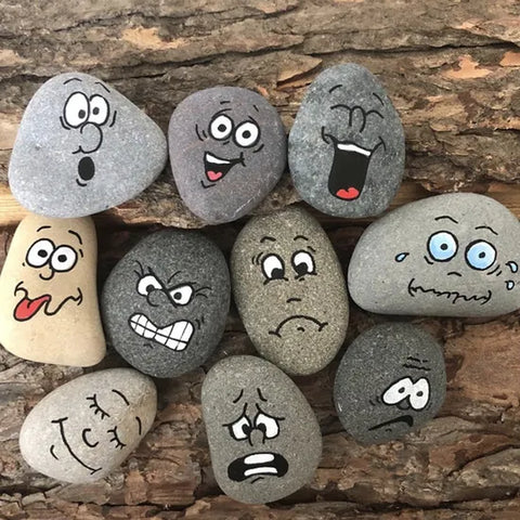Emotion Story Stones tactile feelings set with 10 different facial expressions for emotional literacy, communication and sensory learning