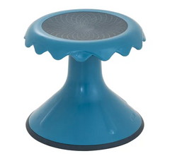 Small, blue coloured Ergerite Flexi Stool ergonomic active seating stool with rounded non-slip base for improved posture, focus, balance and flexible classroom or therapy environments