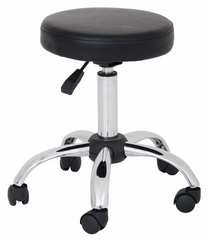 Ergerite Height Adjustable Stool with padded black PVC seat, gas lift adjustment, side handle and castor base for flexible classroom, therapy and workplace seating