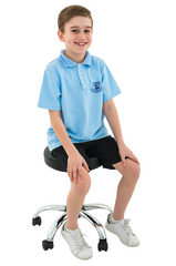 Student sitting on Ergerite Height Adjustable Stool with castors