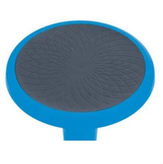 This is an image of a Blue Height Adjustable Wriggle Flexi Stoo It shows  a textured grey circular top.