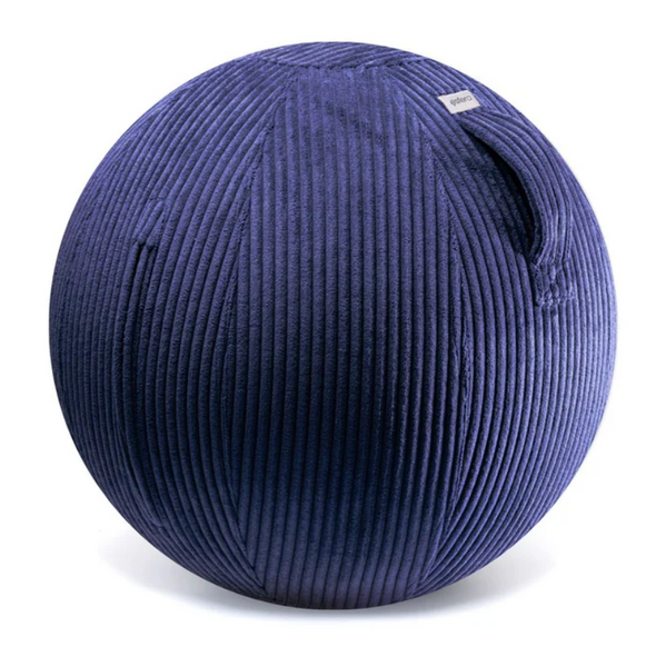 This is an image of the Esfera Designs Vestibular Balance & Movement Ball in blue, made with corduroy fabric.