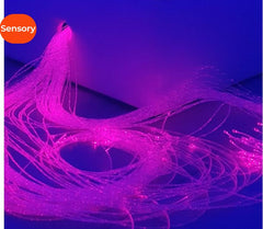 This is an image of purple optic fibre lighting linked to a blue bubble tube