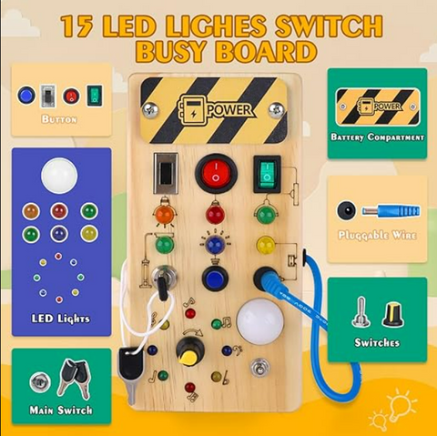 This is an image of the Fidget Switch Box with Led Lights and sound.