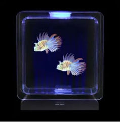 Fish Tank Lamp square with two fake fish inside blue light