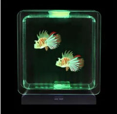 Fish Tank Lamp square with two fake fish inside green light