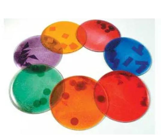 Set of 7 squidgy sparkle circles in assorted colours