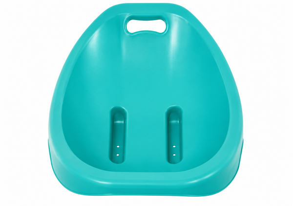 Front view of a green rocking floor chair