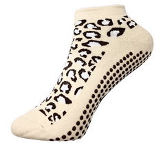Adaptive Clothing - Gripperz Non-Slip Ankle Sock - New Leopard Colour  with rubber dots on the bottom