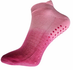 Adaptive Clothing - Gripperz Non-Slip Ankle Sock - New Pink Ombre Colour  with rubber dots on the bottom.