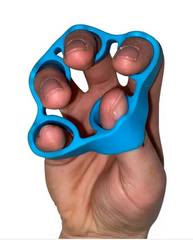 Hand with blue hand strengthener 