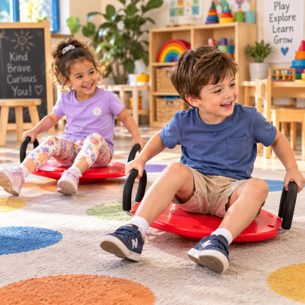 Hand Held Rotation Boards helping preschool children develop balance, coordination and motor skills through active play.