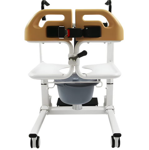 This is an image of the iMove 3 hydraulic commode transfer chair. Back View.