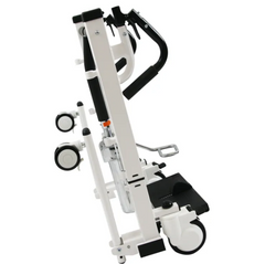 This is an image of the iMove 3 hydraulic commode transfer chair. Folded up.