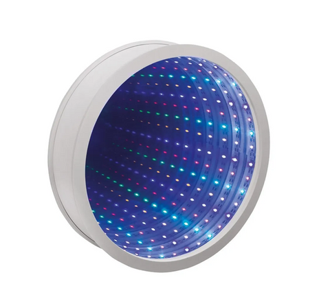 LED Infinity Mirror Tunnel Light featuring a multi-coloured infinity tunnel illusion with 42 LED lights for sensory rooms, occupational therapy, emotional regulation, relaxation and inclusive learning environments.