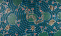 This is an image of a Floor Mat with Indigenous Art by John Smith Gumbala - It is a Billabong Dreaming Design
